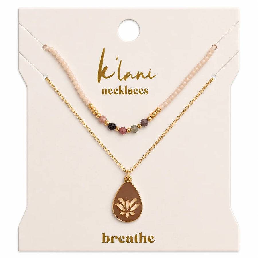 "Breathe" Gold Lotus Necklace Set