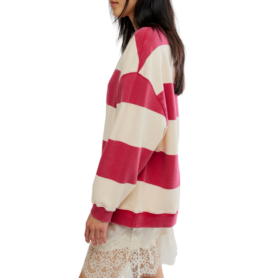 Classic Stripe Crew Wide in Cherry