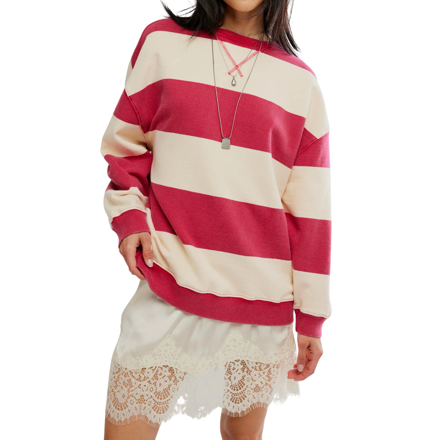 Classic Stripe Crew Wide in Cherry