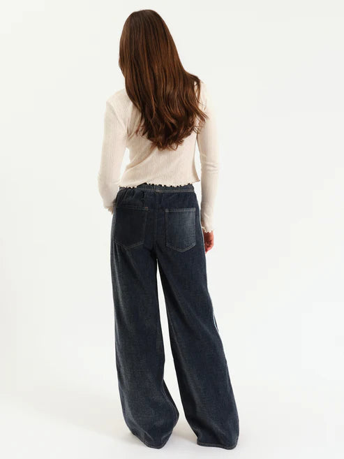 Cozy Jean Pull- On Wide Leg Sky Whisper