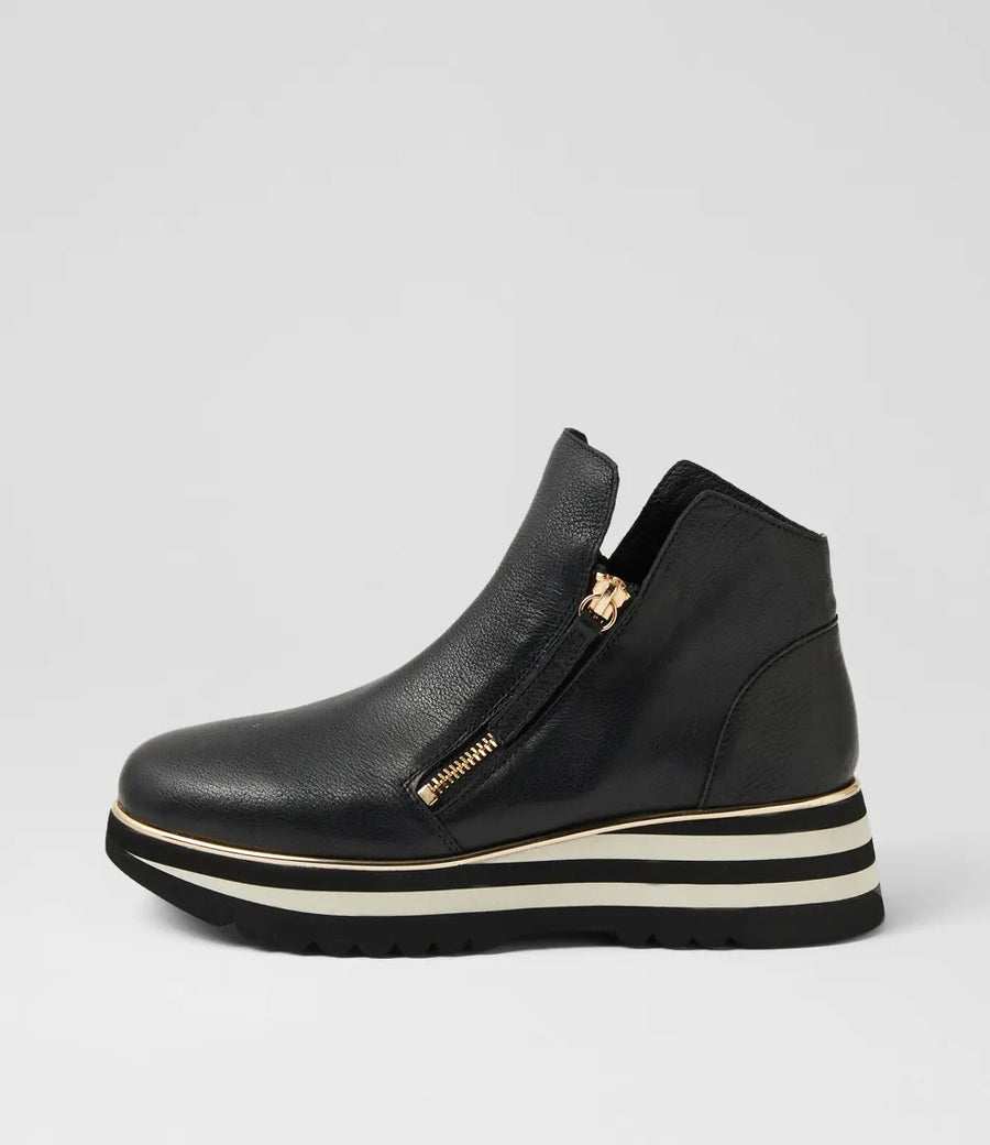 Evol Black Leather Ankle Boots