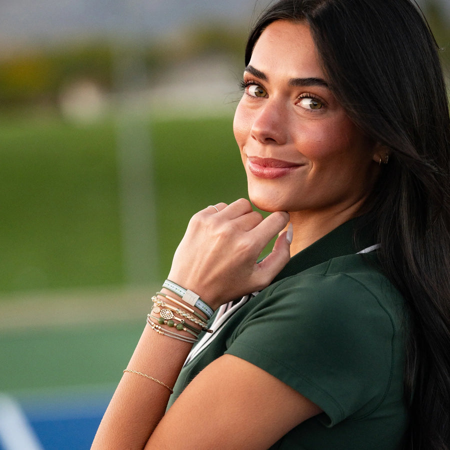 "Ace" Green & Gold Tennis Racket Charm Hair Tie Bracelets