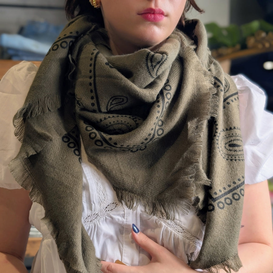 Large Square Scarf with Bandana Pattern