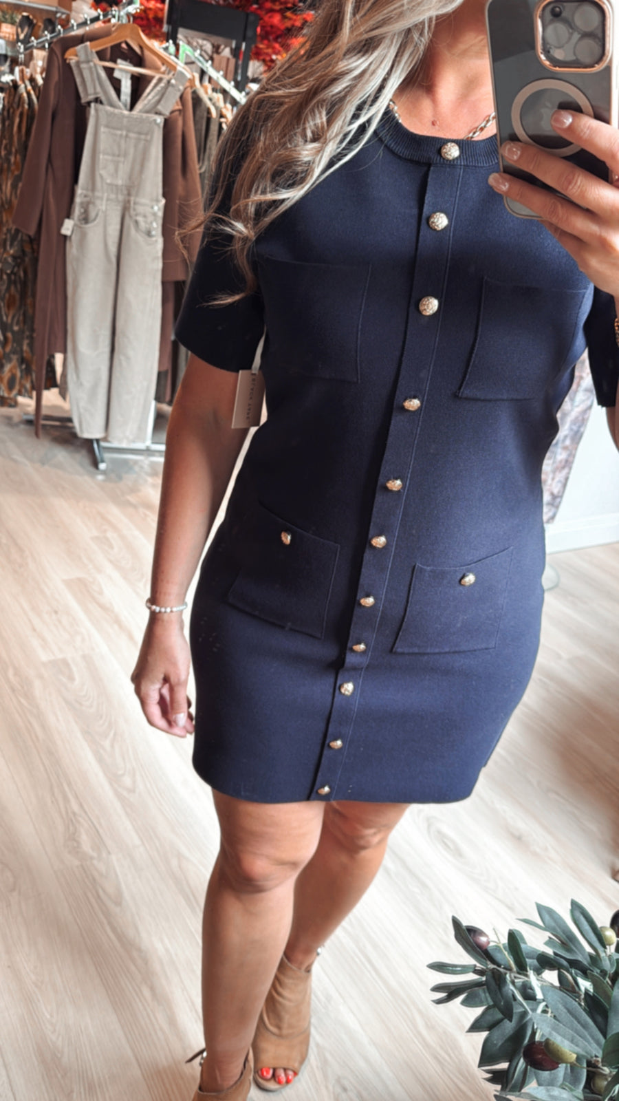2627510 T Button Detail Sweater Dress