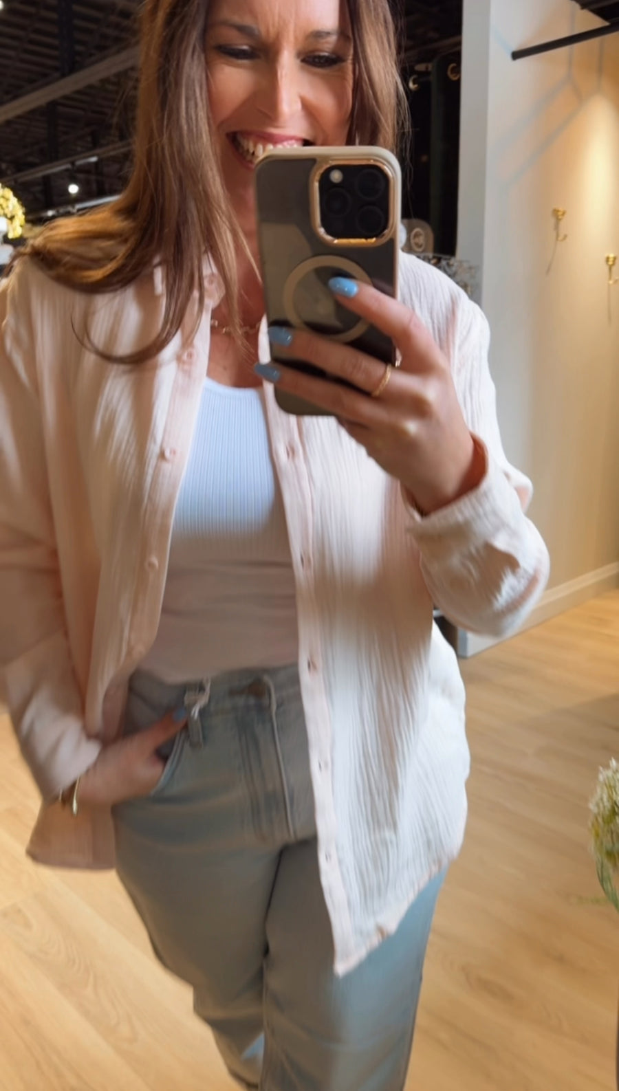 2723743 D Textured Button Front Shirt