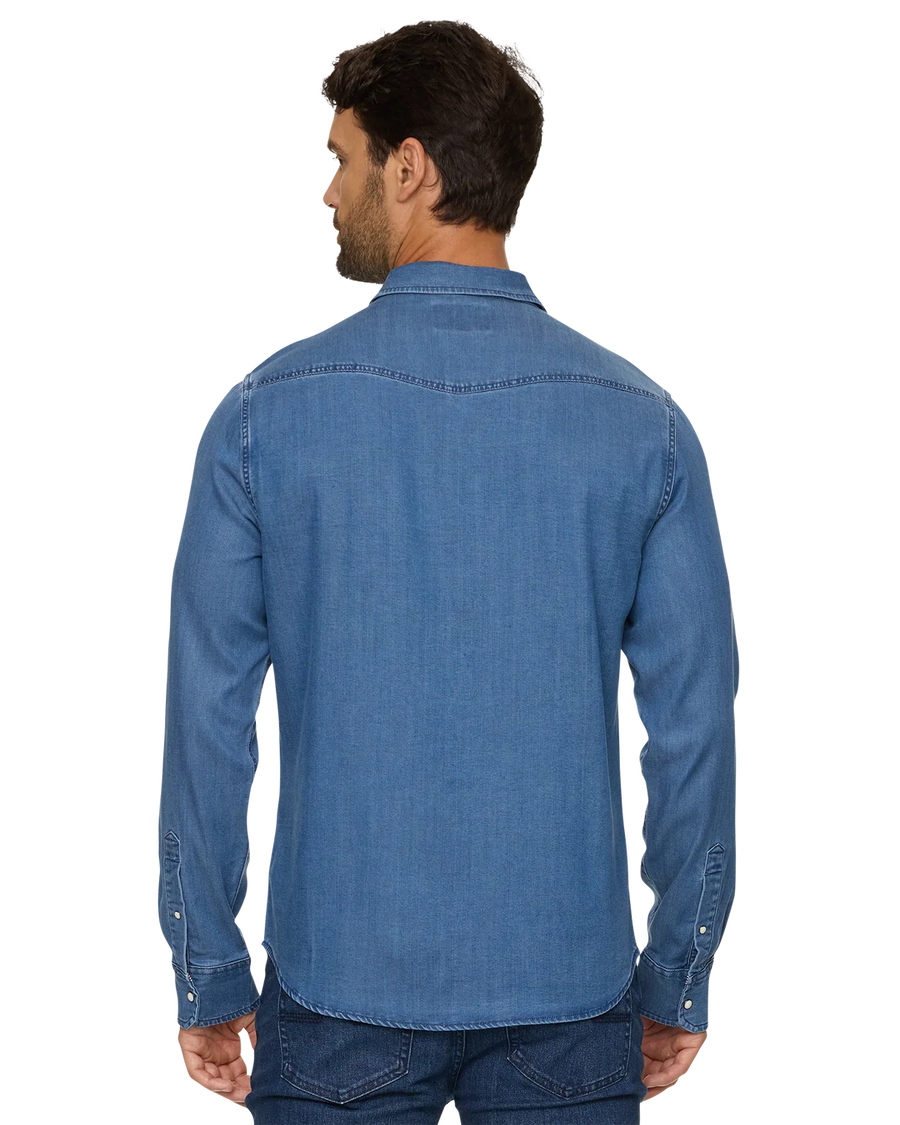 FA25WS2907 Sacramento Medium Wash Chambray Western Shirt