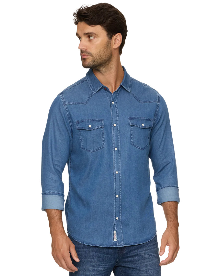 FA25WS2907 Sacramento Medium Wash Chambray Western Shirt