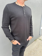 Chatsworth LS Soft Waffle Henley Black