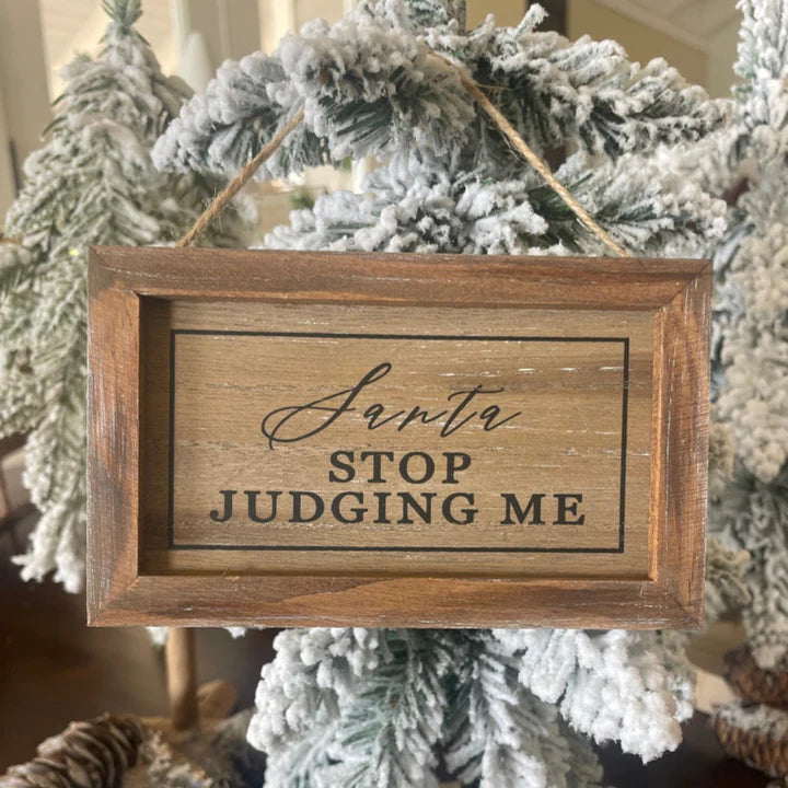 Santa Stop Wood Wash Ornie