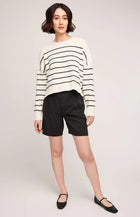 Echo Pullover Sweater Black Stripe