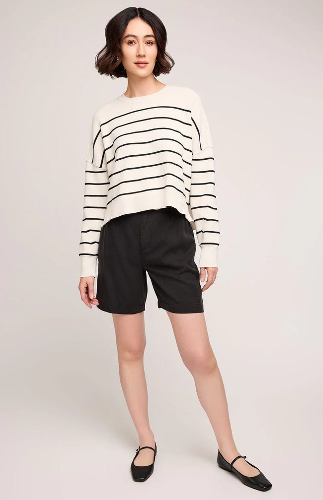 Echo Pullover Sweater Black Stripe