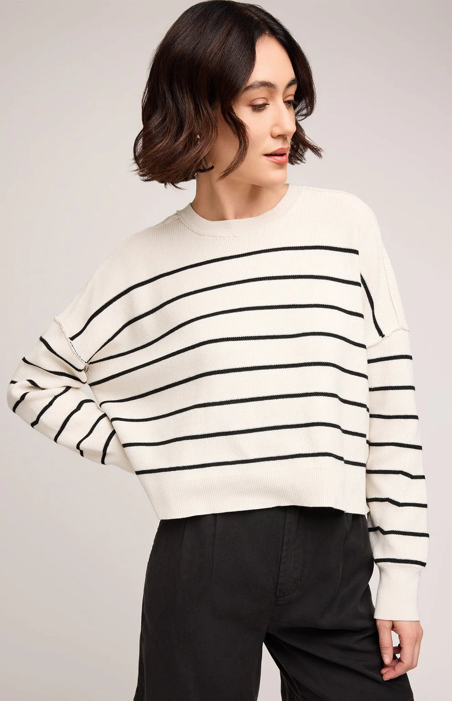 Echo Pullover Sweater Black Stripe