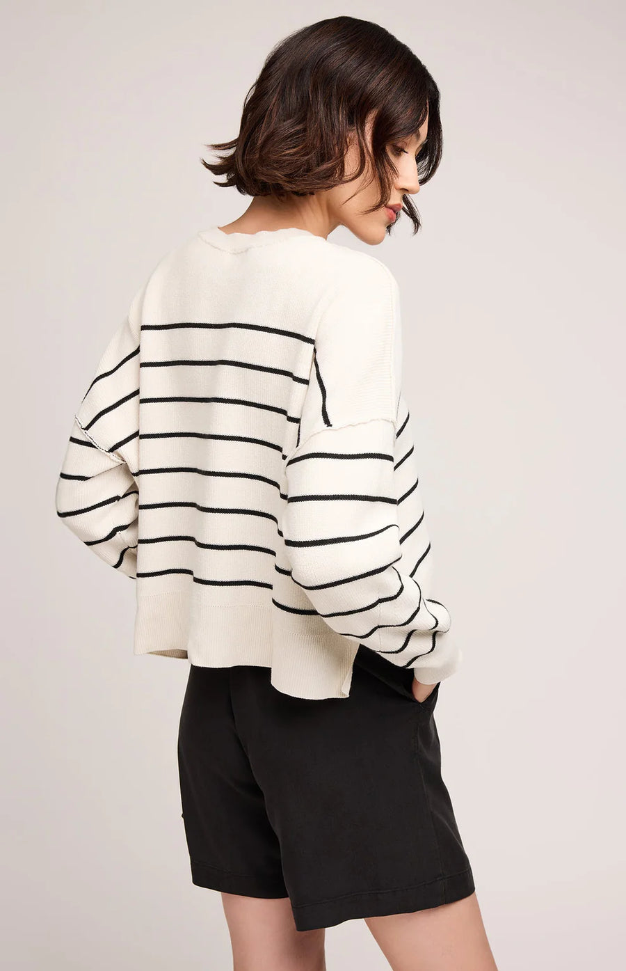 Echo Pullover Sweater Black Stripe