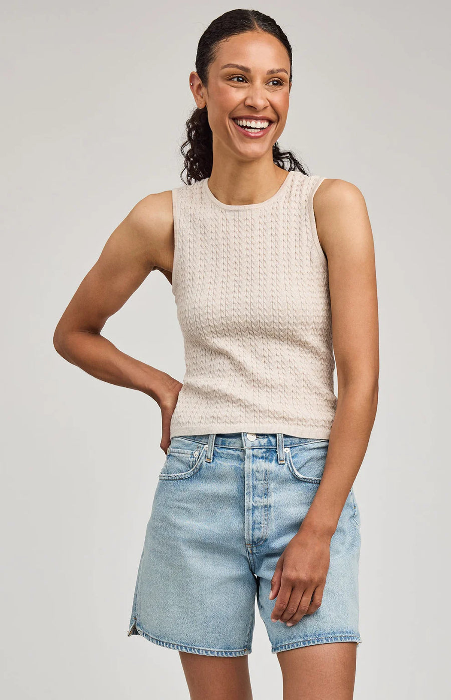 Skye Knit Tank Heather Oatmeal