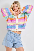 Rainbow Knit Button Up Cardigan BSW3230