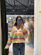 Rainbow Knit Button Down Cardigan PSW3476