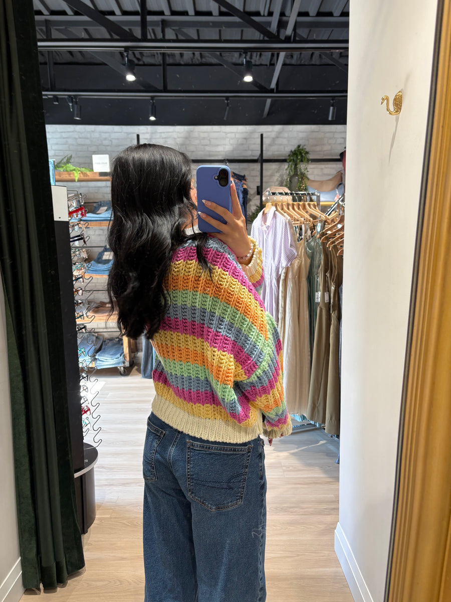 Rainbow Knit Button Down Cardigan PSW3476