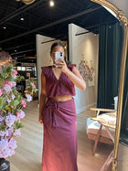 Lola Overlay Midi Skirt - Wine