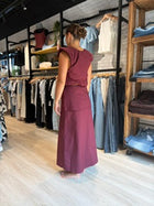 Lola Overlay Midi Skirt - Wine