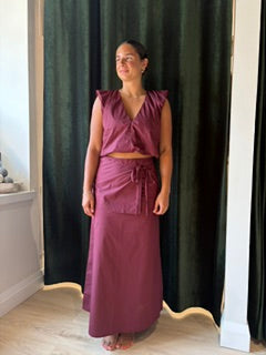Lola Overlay Midi Skirt - Wine