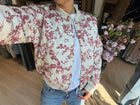 Hallie Quilted Bomber Jacket - Cream/Wine Floral
