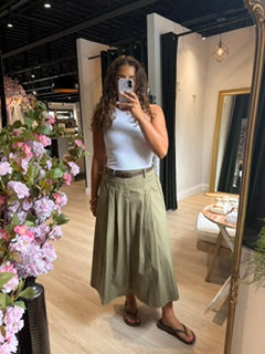 Central Park Midi Skirt W Belt Olive