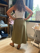 Central Park Midi Skirt W Belt Olive