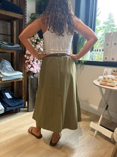 Central Park Midi Skirt W Belt Olive