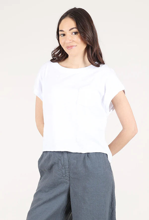 Short Dolman Sleeve Step Hem Tee White