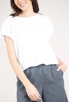 Short Dolman Sleeve Step Hem Tee White