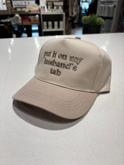Put it on my Husband's Tab Embroidery Canvas Cap