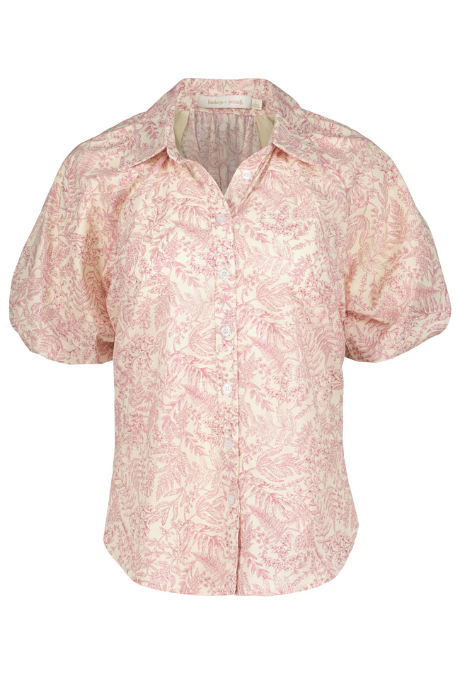 Anise Printed Bubble Sleeve Top