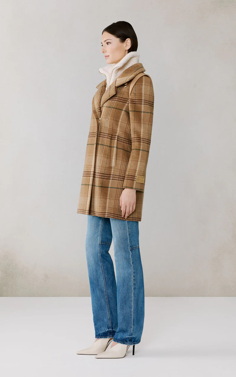 KIANA-P Plaid Moto Coat in Wool