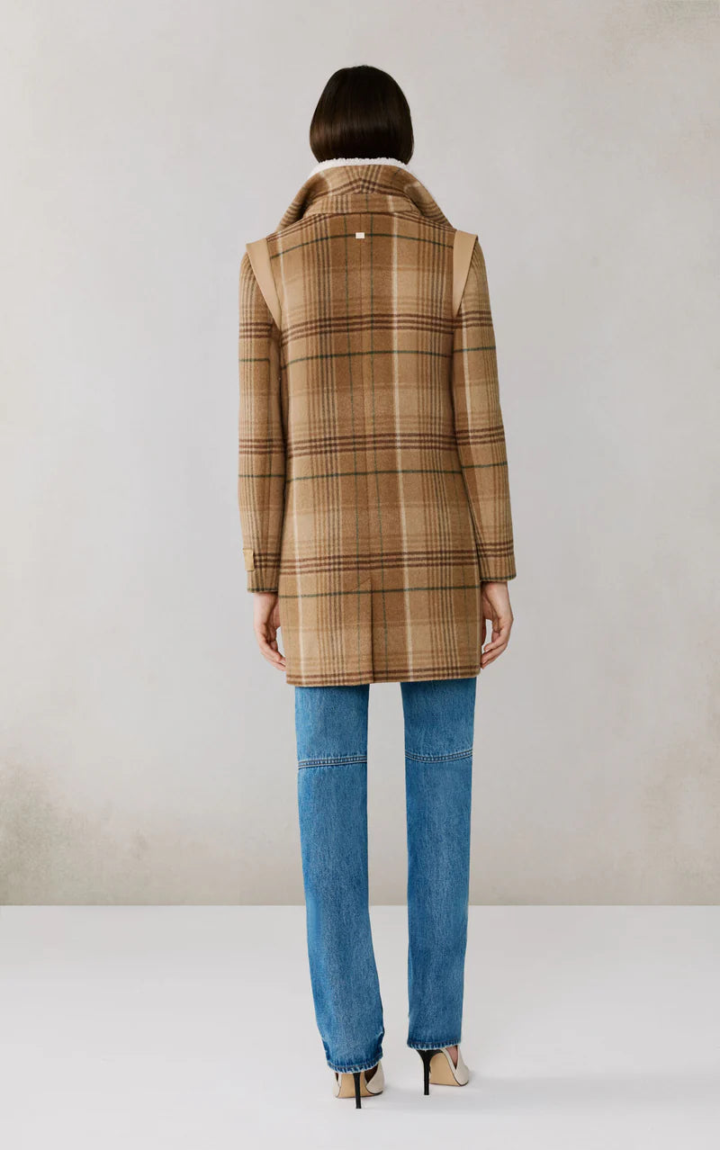 KIANA-P Plaid Moto Coat in Wool