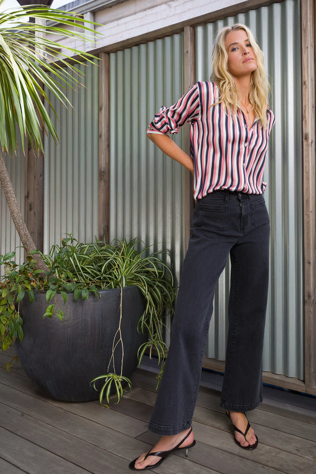 Lazaro Pink Navy Stripe Shirt