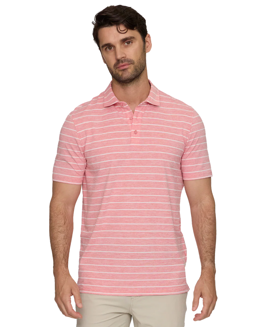 Red Elite Stripe Performance Polo