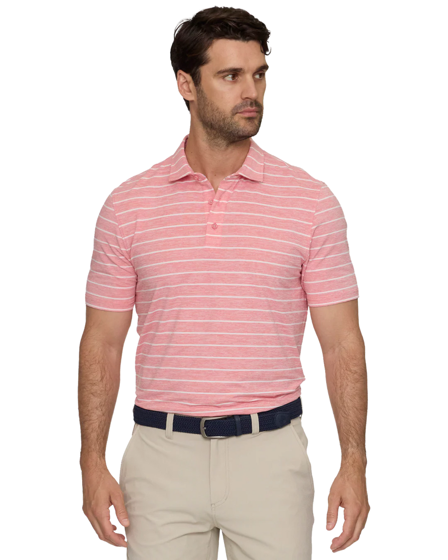 Red Elite Stripe Performance Polo