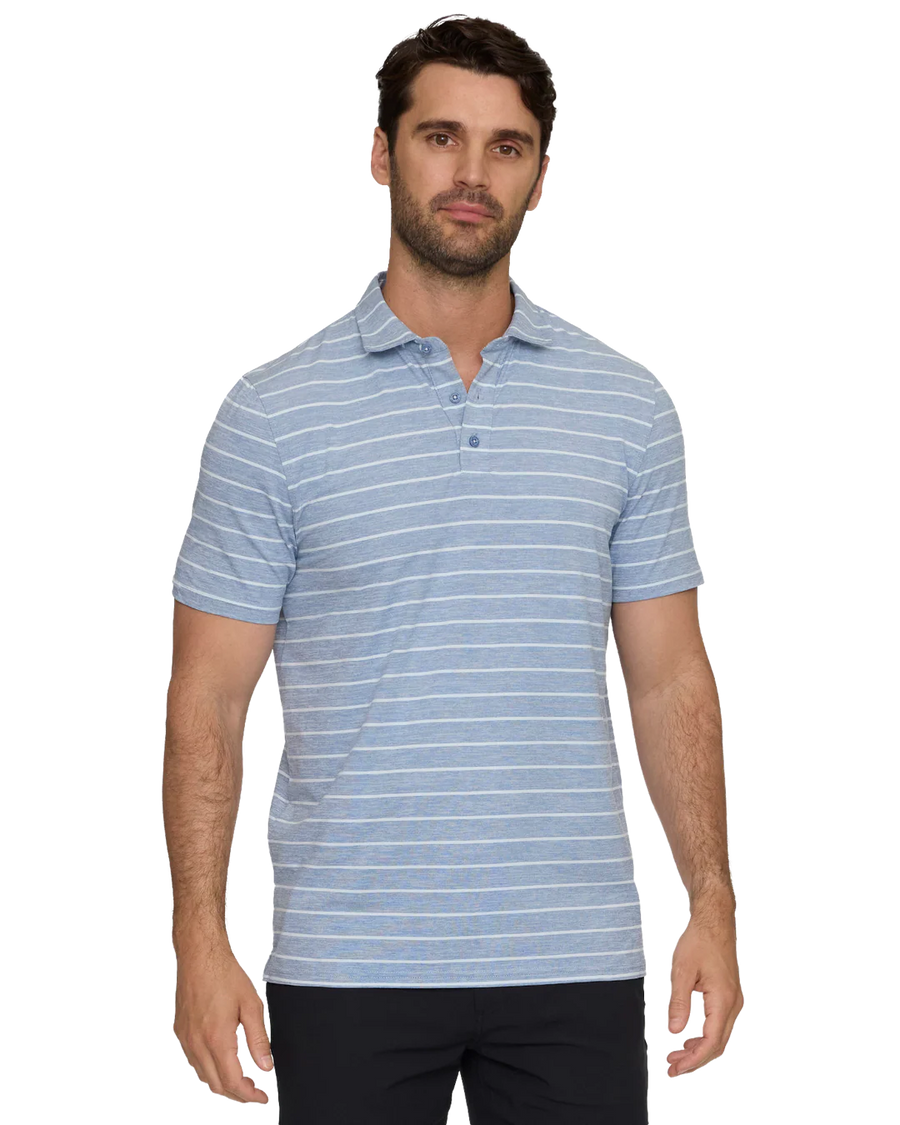 Slate Blue Elite Stripe Performance Polo