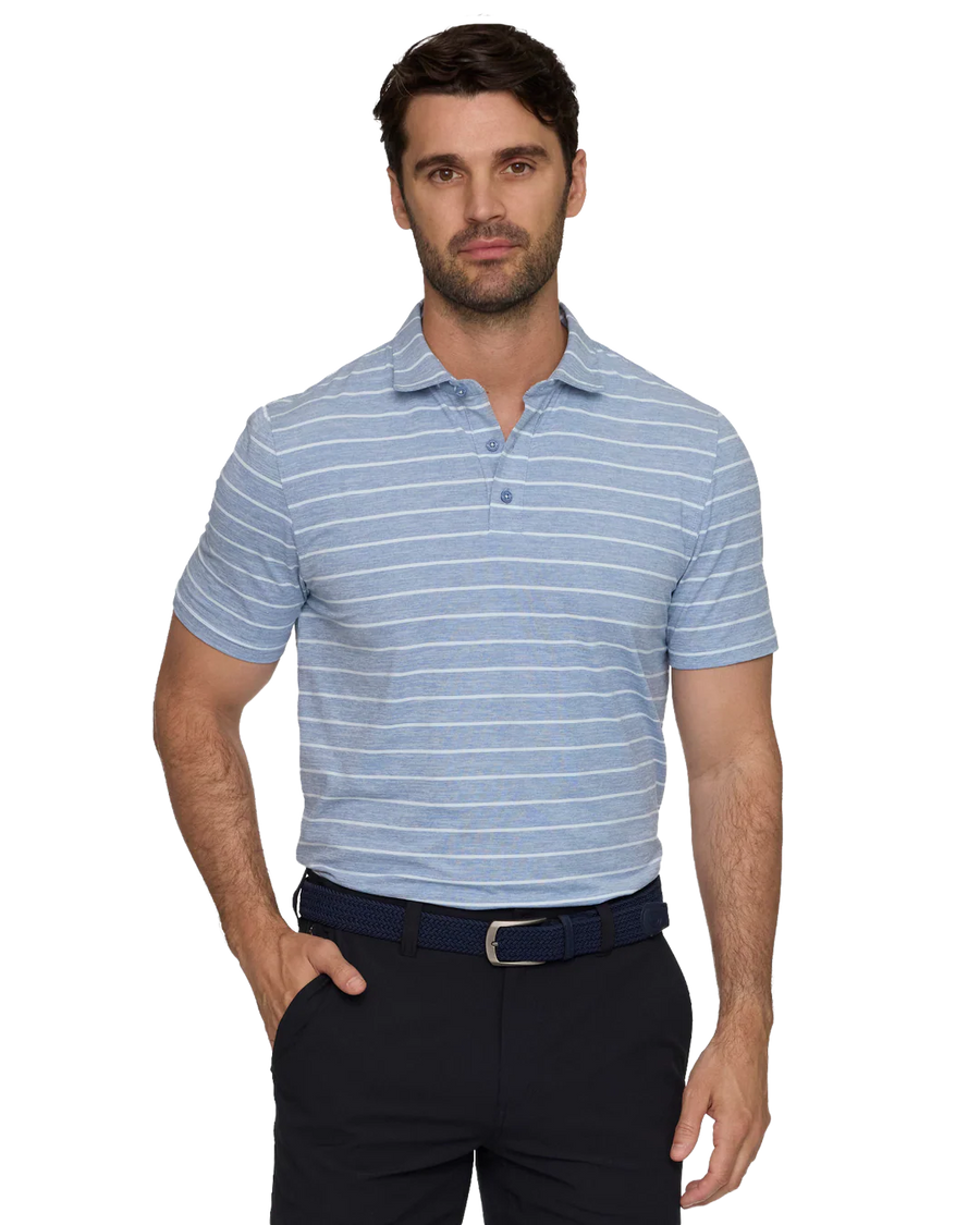 Slate Blue Elite Stripe Performance Polo
