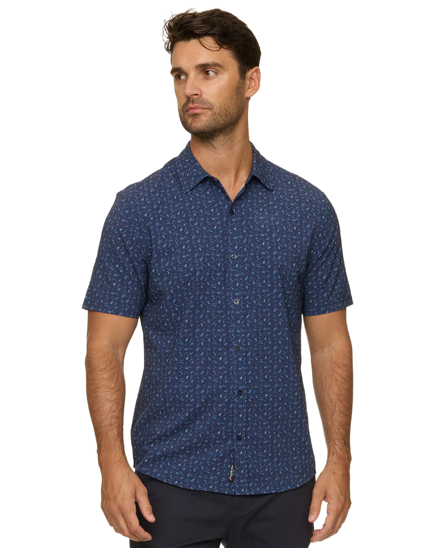M-SP25WS2614 Oakwood SS Floral Print Seesucker Performance Shirt