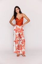Isla Wide Leg Pant - Peach Hibiscus