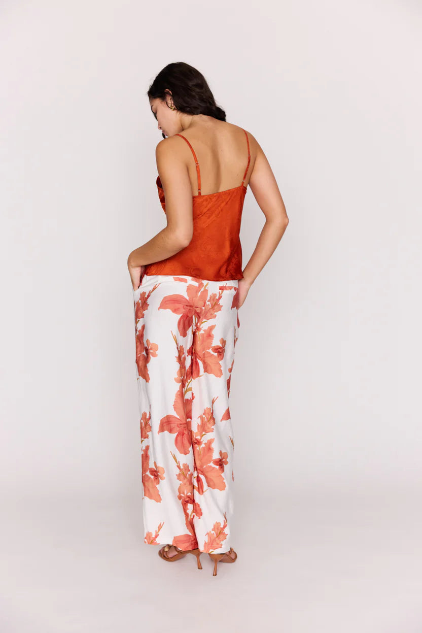 Isla Wide Leg Pant - Peach Hibiscus