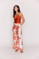 Isla Wide Leg Pant - Peach Hibiscus