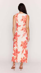 Isla Mesh Midi Dress - Peach Hibiscus