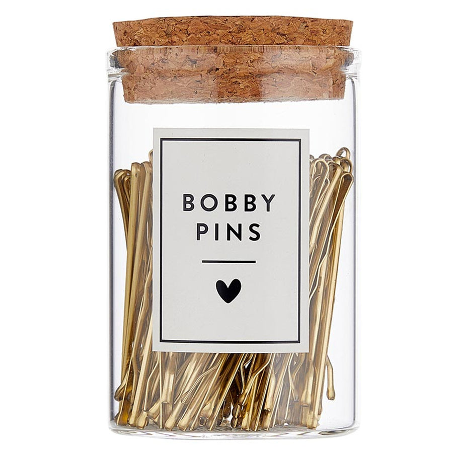 Gold Bobby Pins in Jar