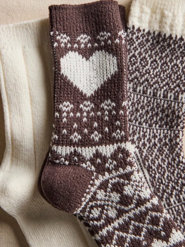 Nordic Knit Sock Pack Brown Pattern