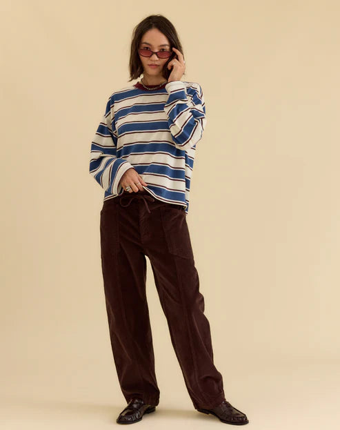 Villa Drawstring Barrel Leg Pant in Chocolate
