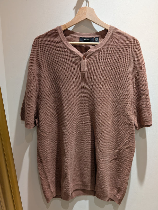 56MS372SE267 Knit Henley - Rosewood