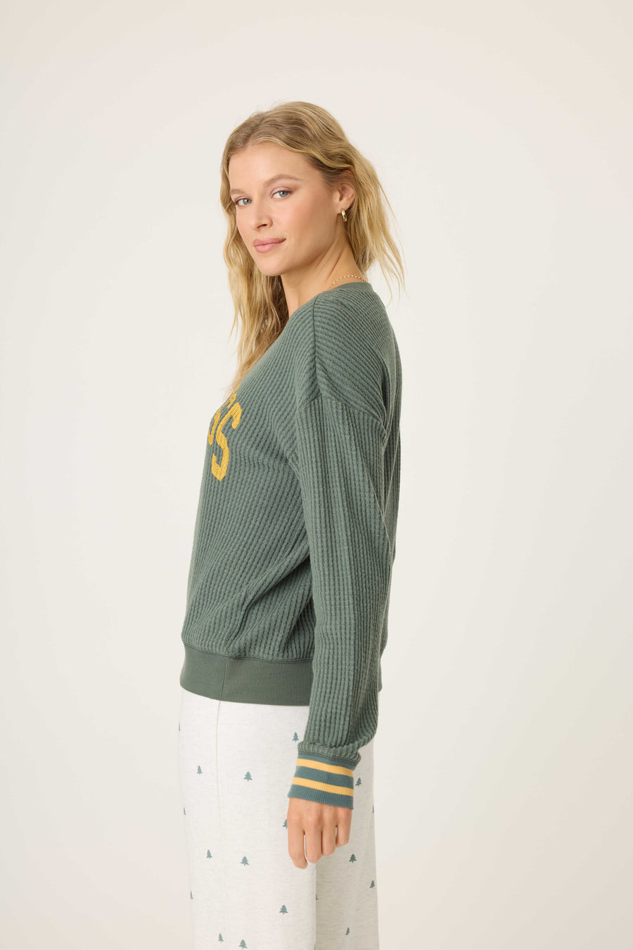 Campfire Cozy Thermal Long Sleeve Top Sage Leaf