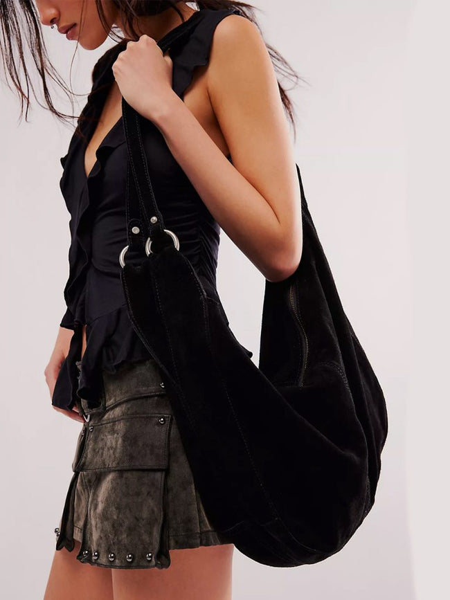 Roma Suede Tote Bag Black